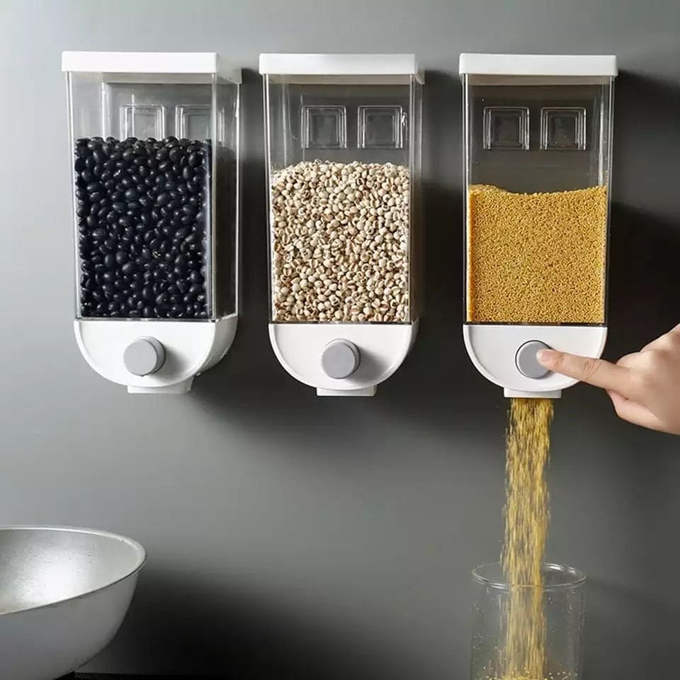 Transparent Cereal Dispenser, Wall-mounted Cereal Storage Box, Grain Storage Container, Food Storage Container Transparent Cereal Dispenser, Wall-mounted Cereal Storage Box, Grain Storage Container, Food Storage Container